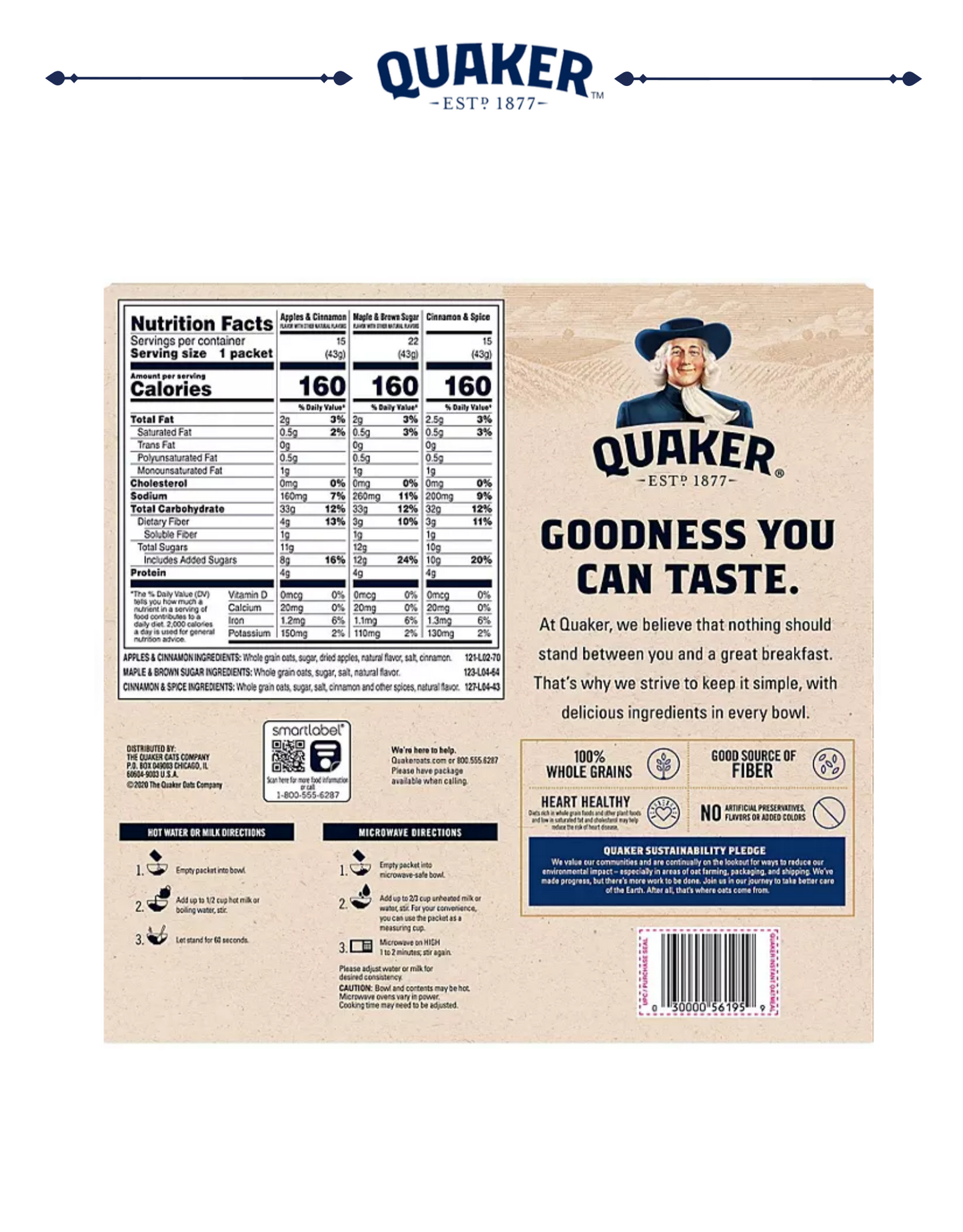 Quaker Instant Oatmeal Variety Pack (52 pk.)