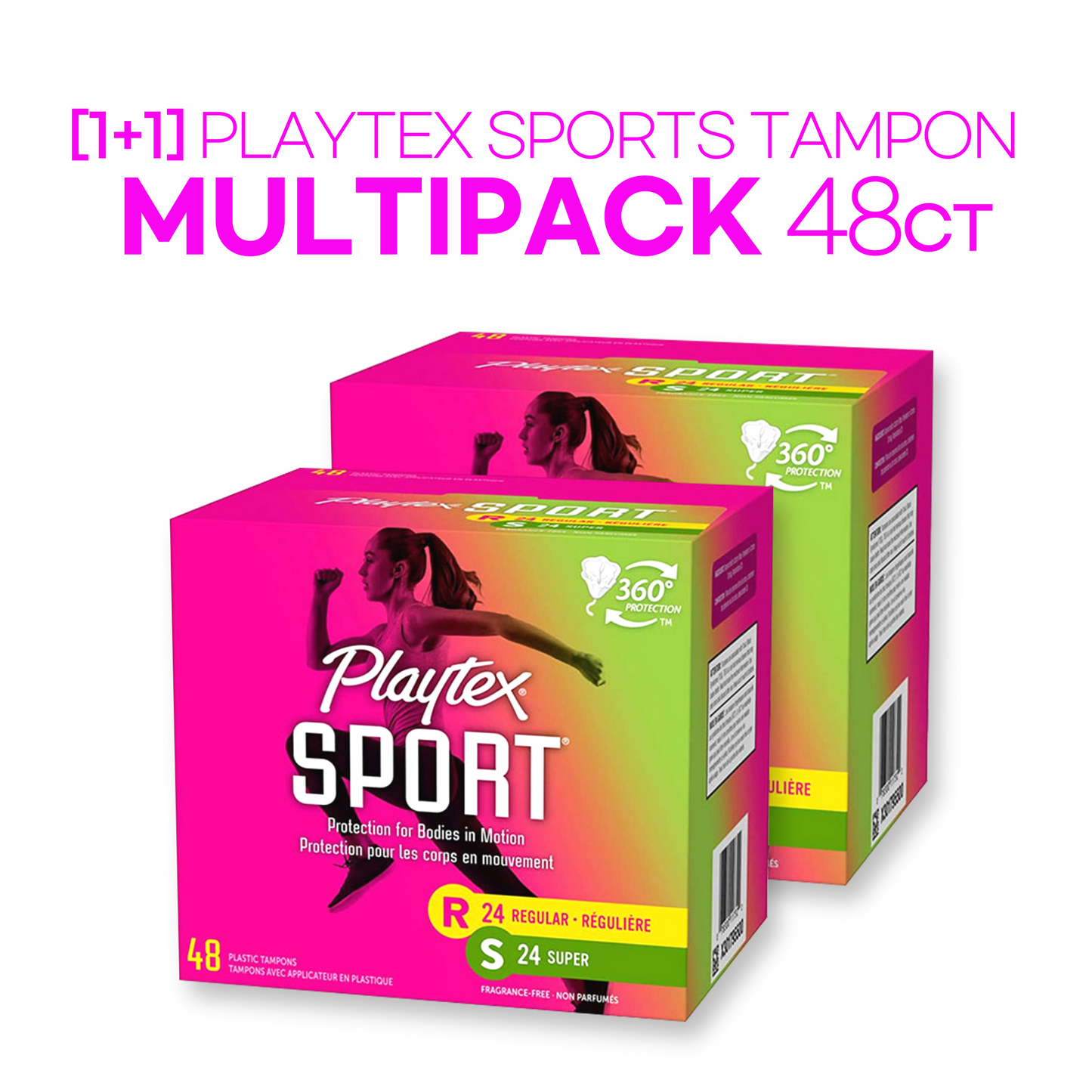 [1+1] Playtex Sports Tampon Multipack 48ct (Regular 24ct+Super 24ct)