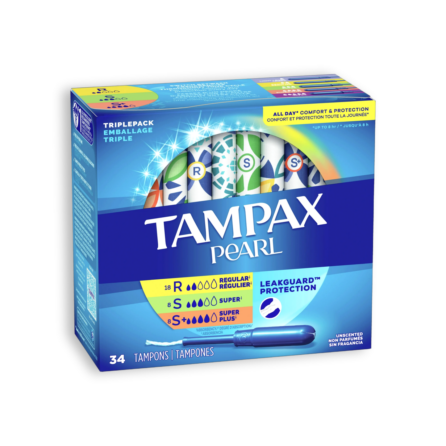 [1+1] Tampax Pearl Triplepack 34ct (Regular 18ct+Super 8ct+Super Plus 8ct)