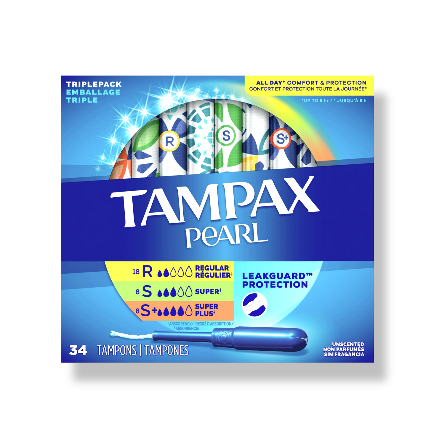 [1+1] Tampax Pearl Triplepack 34ct (Regular 18ct+Super 8ct+Super Plus 8ct)