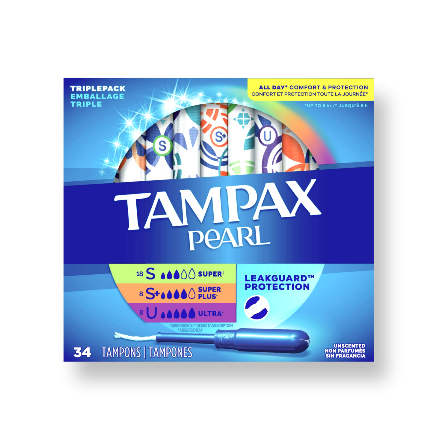 [1+1] Tampax Pearl Triplepack 34ct (Super 18ct+Super Plus 8ct+Ultra 8ct)