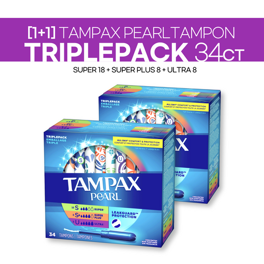 [1+1] Tampax Pearl Triplepack 34ct (Super 18ct+Super Plus 8ct+Ultra 8ct)