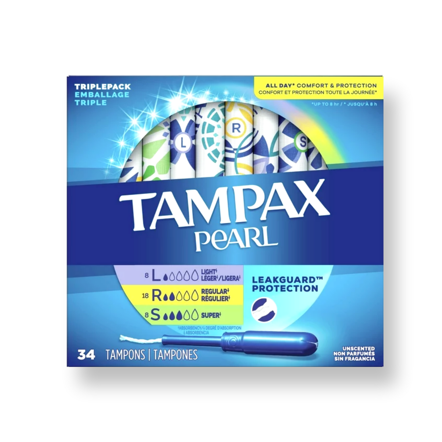 [1+1] Tampax Pearl Triplepack 34ct (Light 8ct+Regular 18ct+Super 8ct)