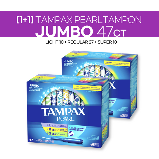 [1+1] Tampax Pearl Jumbo 47ct (Light 10ct+Regular 27ct+Super 10ct)