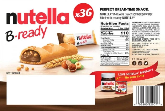 Nutella B-Ready Crispy Wafers 36 ct