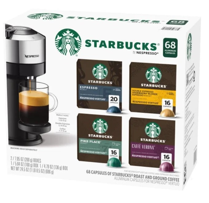Starbucks by Nespresso Capsules for Nespresso Vertuo Machines, 68 ct. Variety Pack